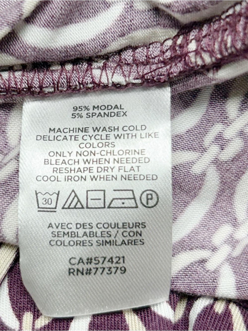 Ann Taylor Wrap Style Top Medium NWT Burgundy Geometric Print Modal Spandex - Picture 4 of 5